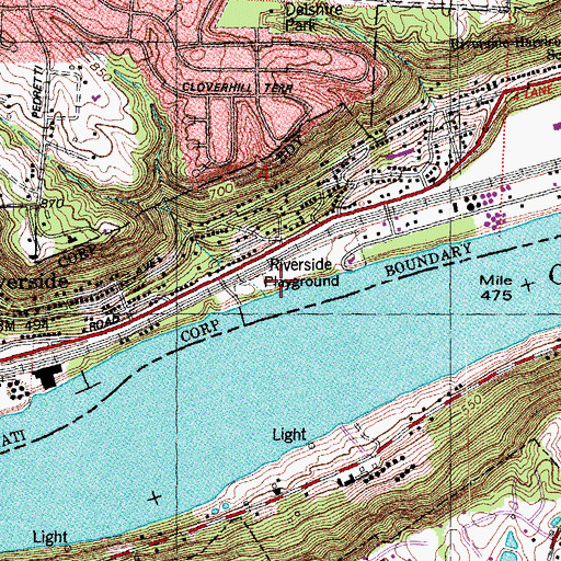 Topographic Map of Riverside Playground, OH