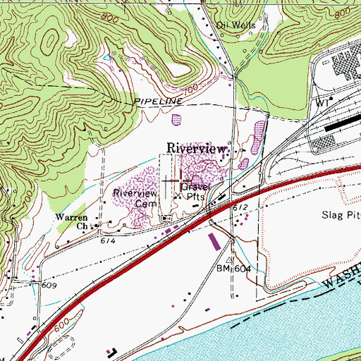 Topographic Map of Riverview Cemetery, OH