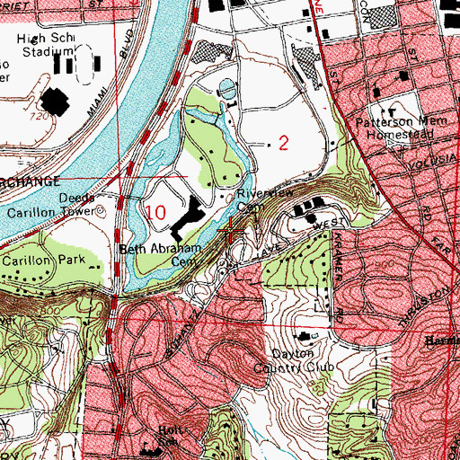 Topographic Map of Riverview Cemetery, OH
