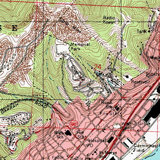 Topographic Map of Riverview Cemetery, OH