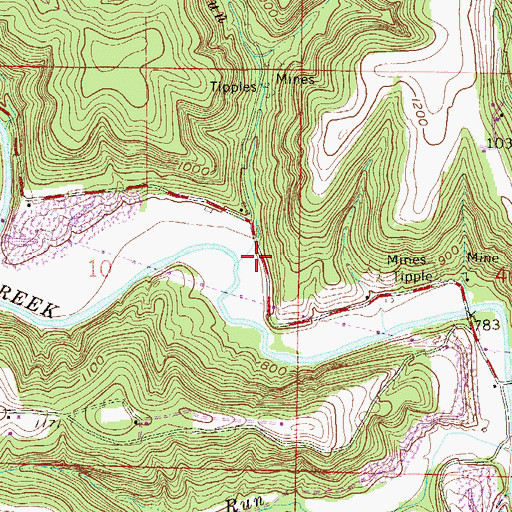 Topographic Map of Roach Run, OH