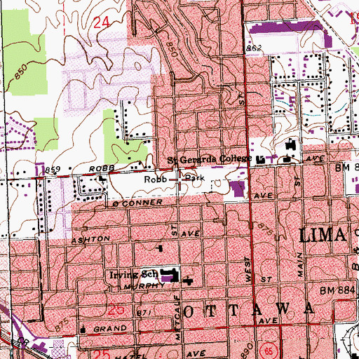 Topographic Map of Robb Park, OH