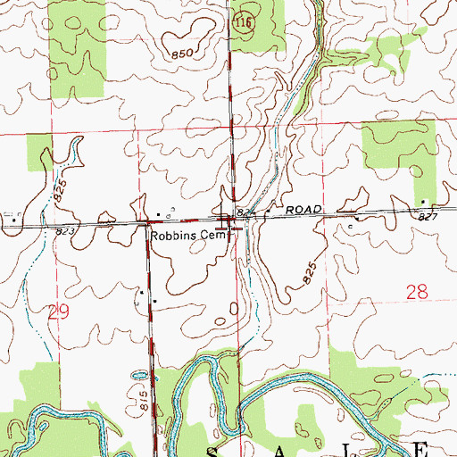 Topographic Map of Robbins Cemetery, OH