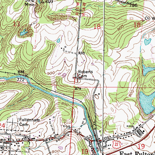 Topographic Map of Roberts Cemetery, OH