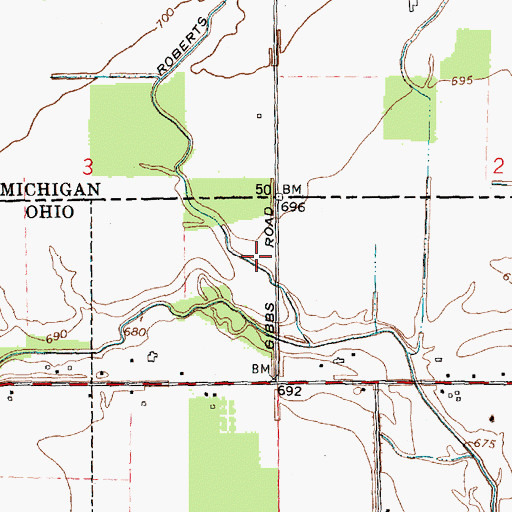 Topographic Map of Roberts Ditch, OH