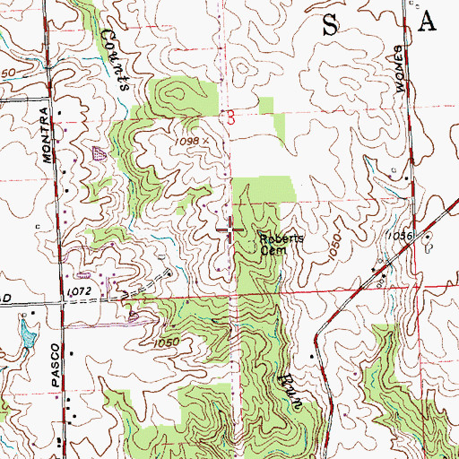 Topographic Map of Roberts Cemetery, OH