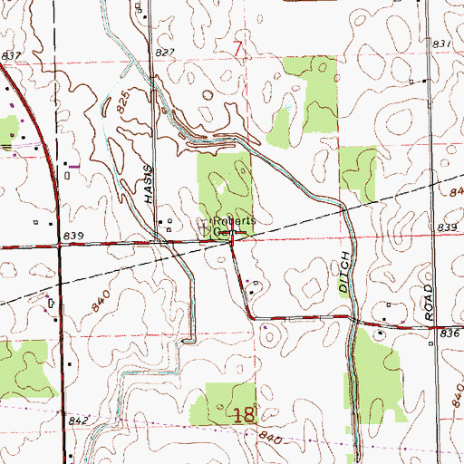 Topographic Map of Roberts Cemetery, OH