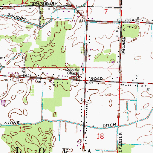 Topographic Map of Roberts Chapel, OH