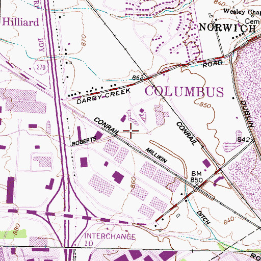 Topographic Map of Roberts Millikin Ditch, OH