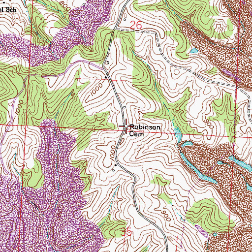 Topographic Map of Robinson Cemetery, OH