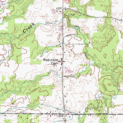 Topographic Map of Robinson Cemetery, OH