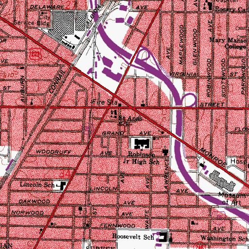 Topographic Map of Robinson Elementary School, OH