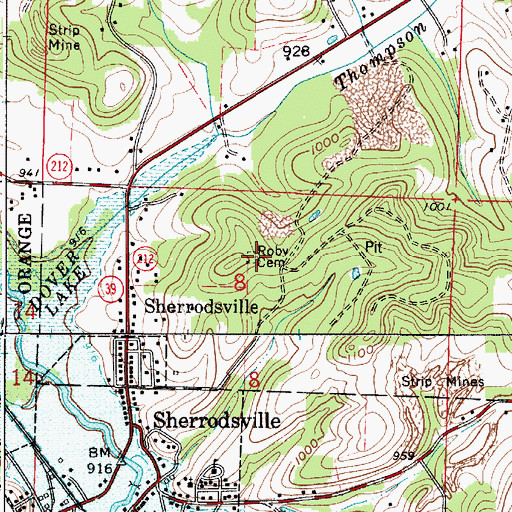 Topographic Map of Roby Cemetery, OH