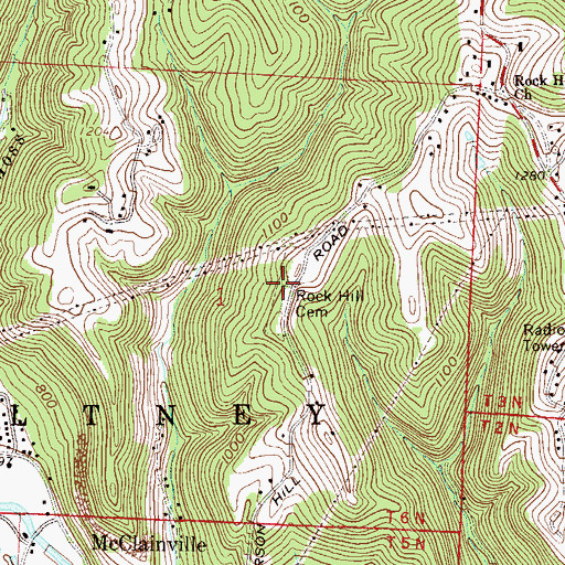 Topographic Map of Rock Hill Cemetery, OH