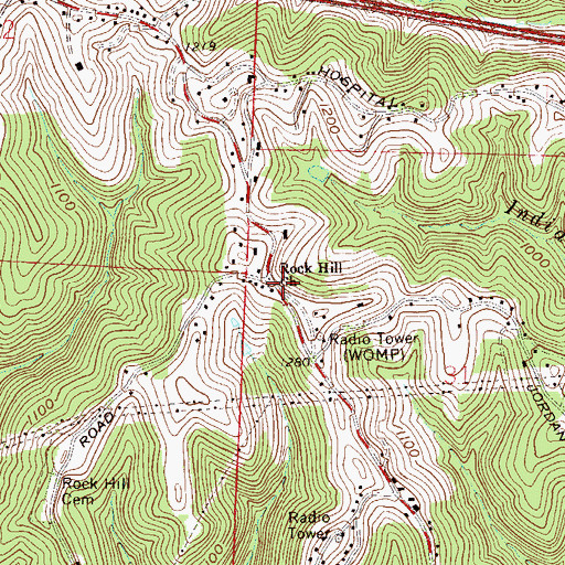 Topographic Map of Rock Hill Church, OH
