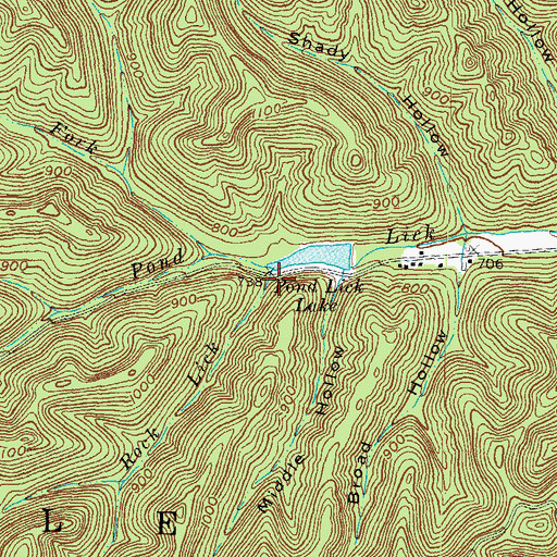 Topographic Map of Rock Lick, OH