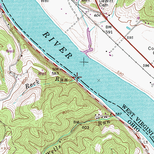 Topographic Map of Rock Run, OH
