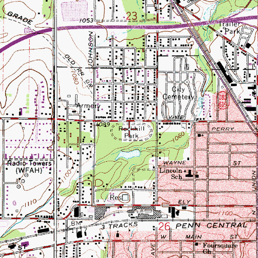 Topographic Map of Rockhill Park, OH