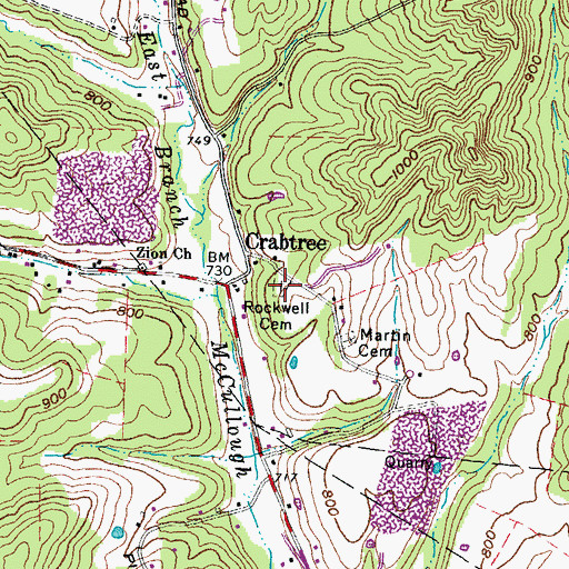 Topographic Map of Rockwell Cemetery, OH