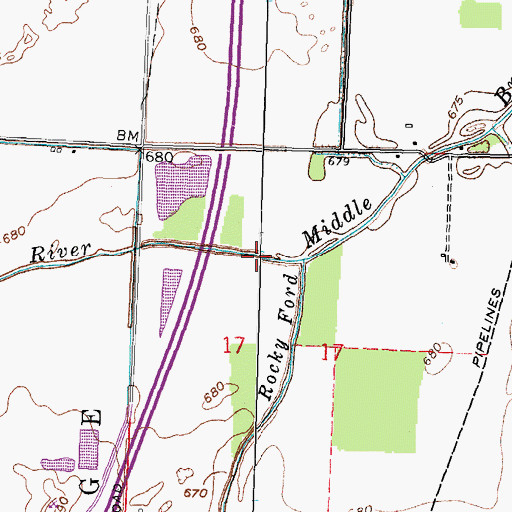 Topographic Map of Rocky Ford, OH