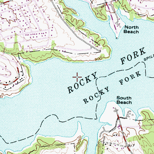 Topographic Map of Rocky Fork Lake, OH