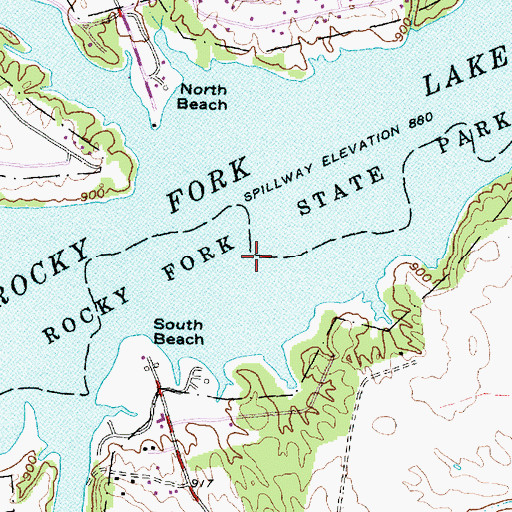 Topographic Map of Rocky Fork State Park, OH