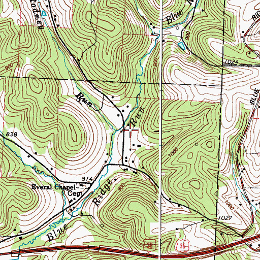 Topographic Map of Rodney Run, OH