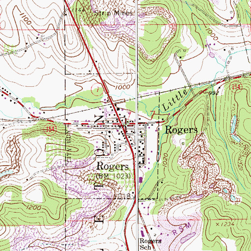 Topographic Map of Rogers, OH