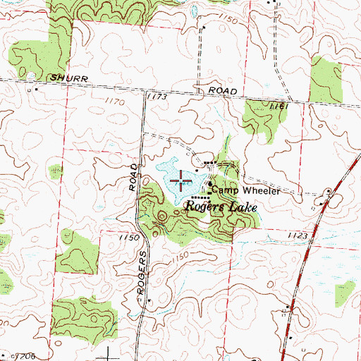 Topographic Map of Rogers Lake, OH