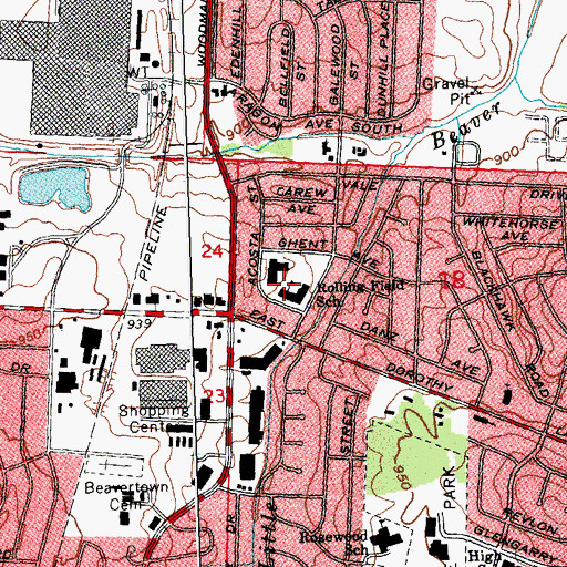 Topographic Map of Rolling Field School, OH