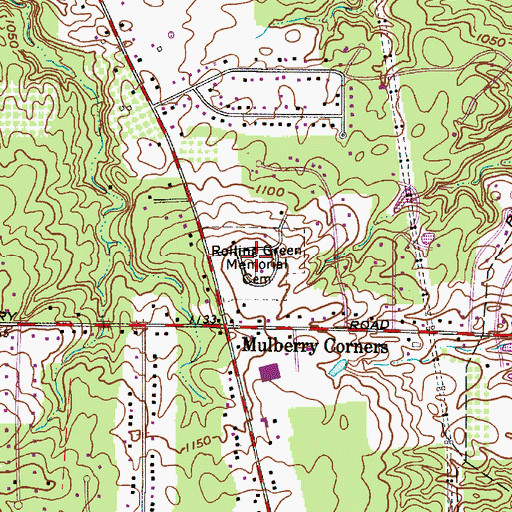 Topographic Map of Rolling Green Memorial Cemetery, OH