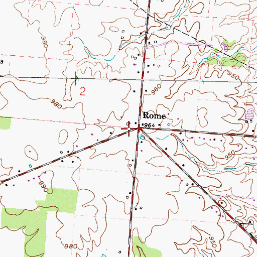 Topographic Map of Rome, OH