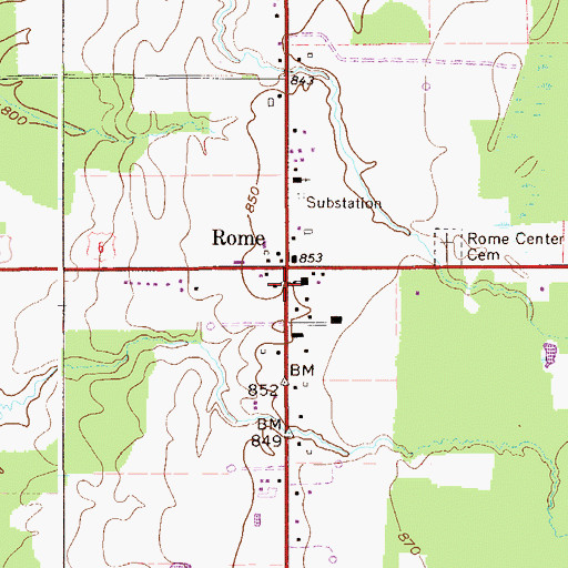 Topographic Map of Rome, OH
