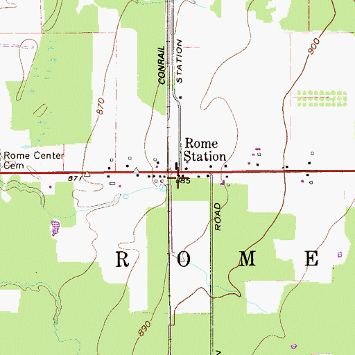 Topographic Map of Rome Station, OH