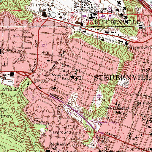 Topographic Map of Roosevelt School, OH