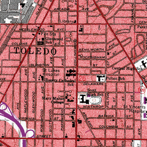 Topographic Map of Rosary Cathedral Catholic School, OH