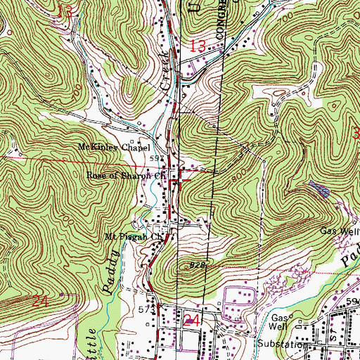 Topographic Map of Rose of Sharon Church, OH