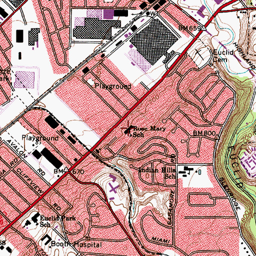 Topographic Map of Rose Mary School, OH