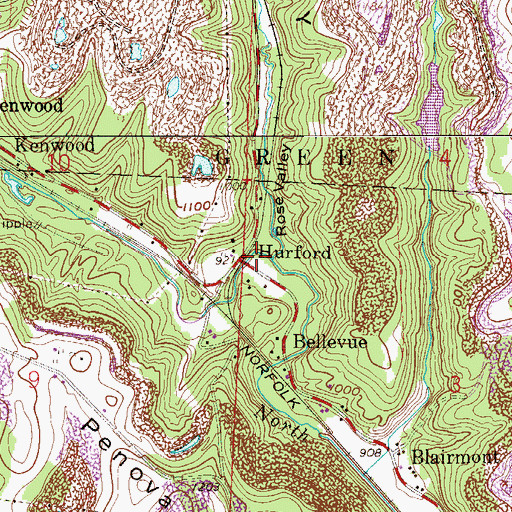 Topographic Map of Rose Valley, OH