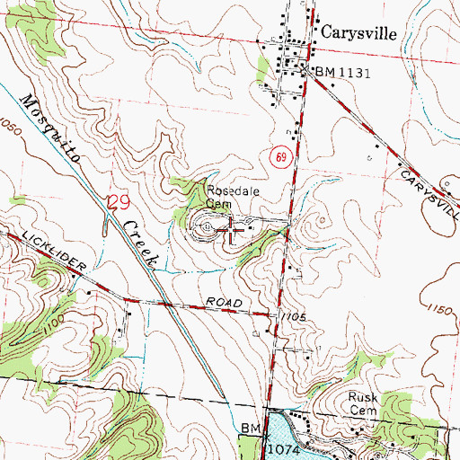 Topographic Map of Rosedale Cemetery, OH