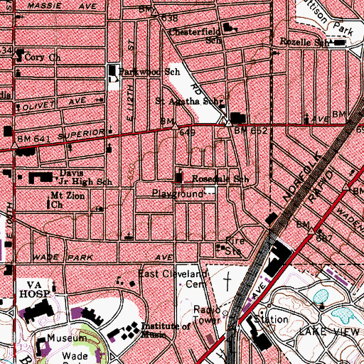Topographic Map of Rosedale Elementary School (historical), OH