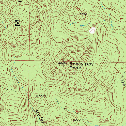 Topographic Map of Rocky Boy Peak, AZ