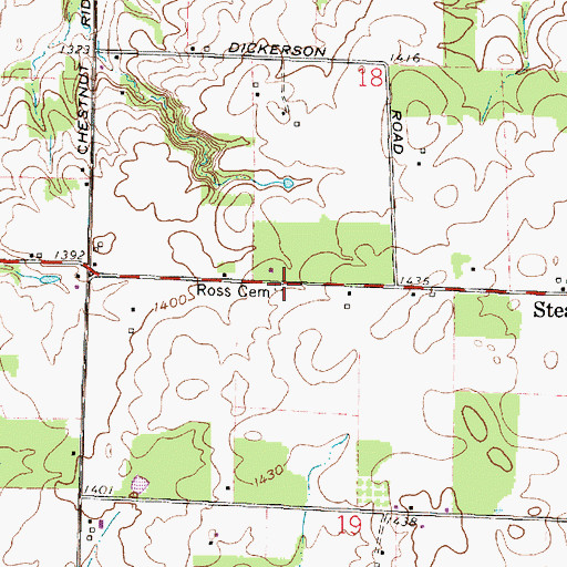 Topographic Map of Ross Cemetery, OH