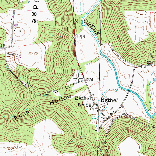 Topographic Map of Ross Hollow, OH