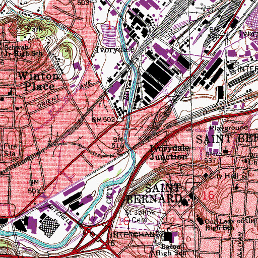 Topographic Map of Ross Run, OH