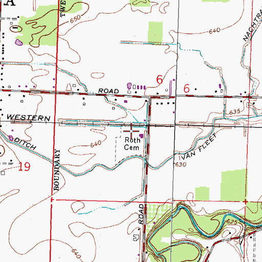Topographic Map of Roth Cemetery, OH