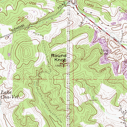 Topographic Map of Round Knob, OH