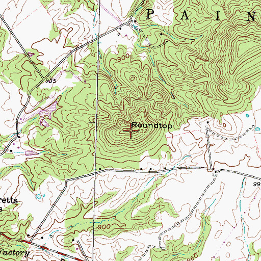 Topographic Map of Roundtop, OH