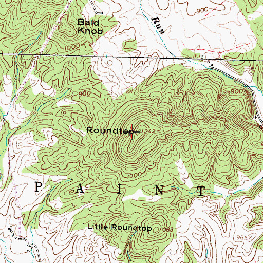 Topographic Map of Roundtop, OH