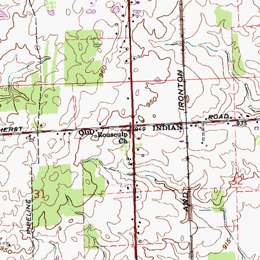 Topographic Map of Rousculp Church, OH